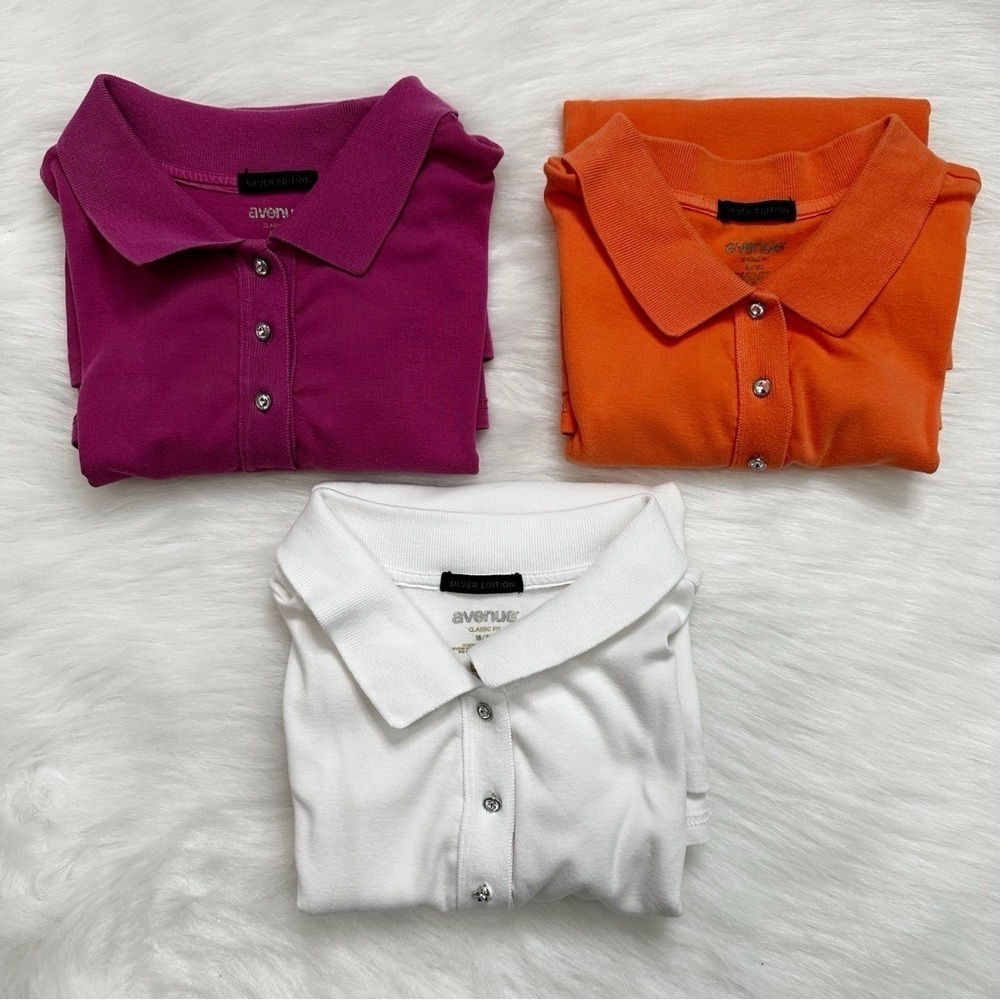 Avenue BUNDLE (3) Women’s Short Sleeves Polo Shirt, Size 18/20